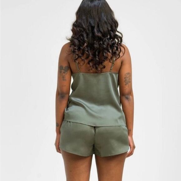 Ettitude Women's Size XXL Sateen Shortie Moss Green Loungewear Pajama Shorts - Picture 2 of 8